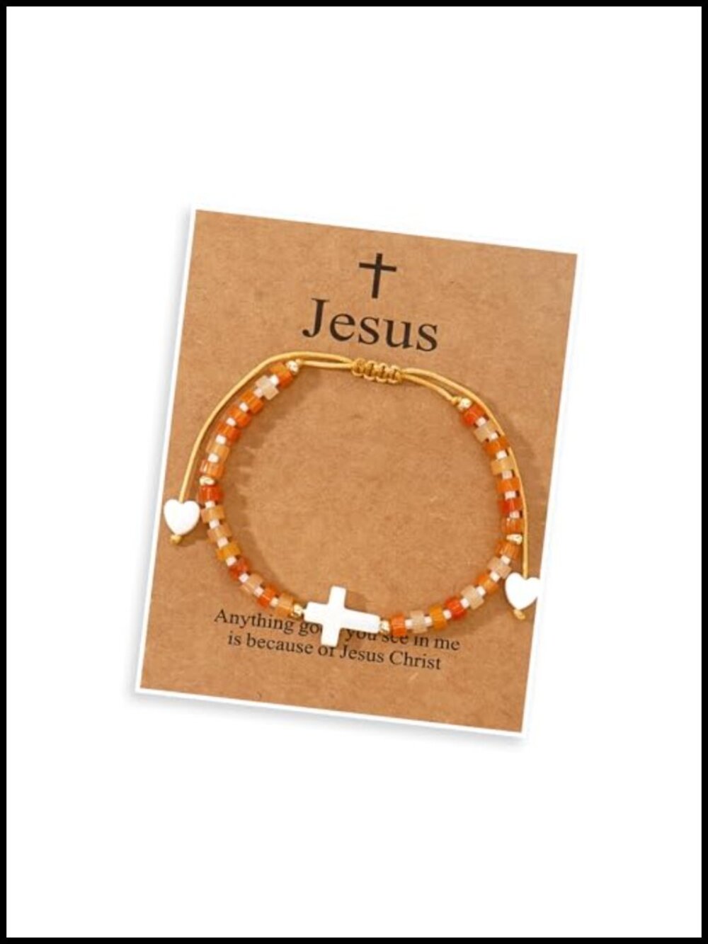 Handmade Adjustable Natural Stone Cross Beaded Bracelet for Women